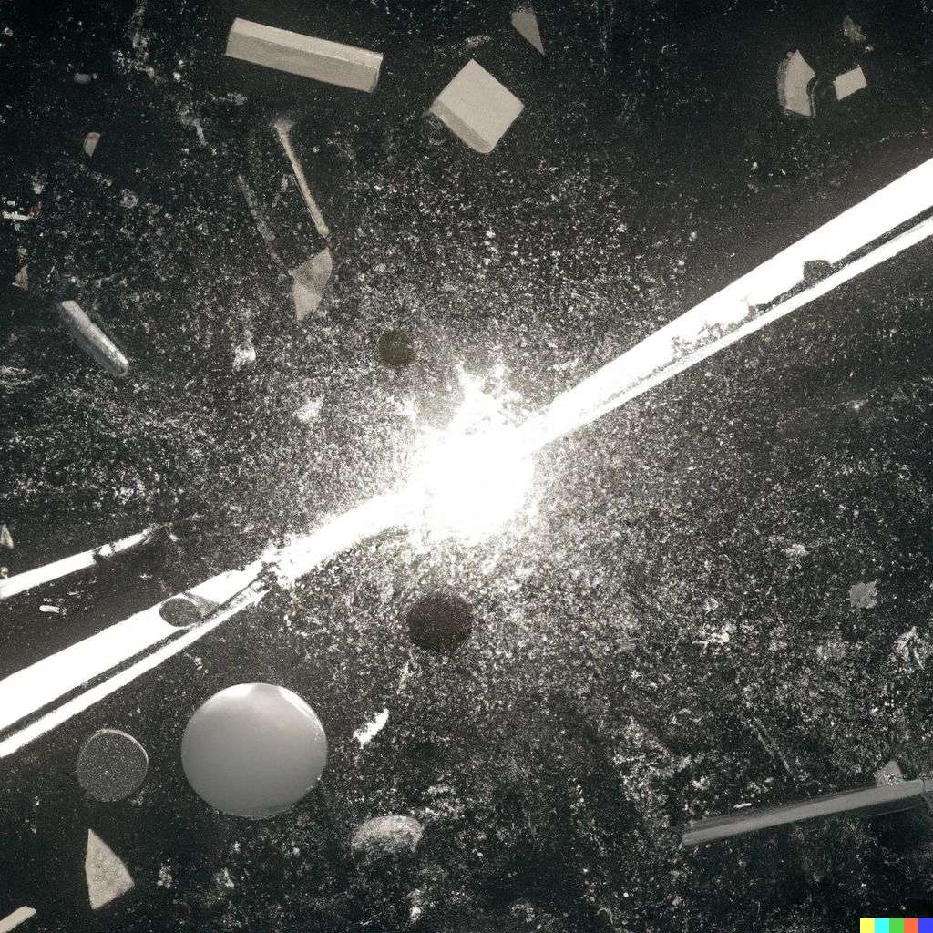 the discovery of gravity, particle explosion, digital art
